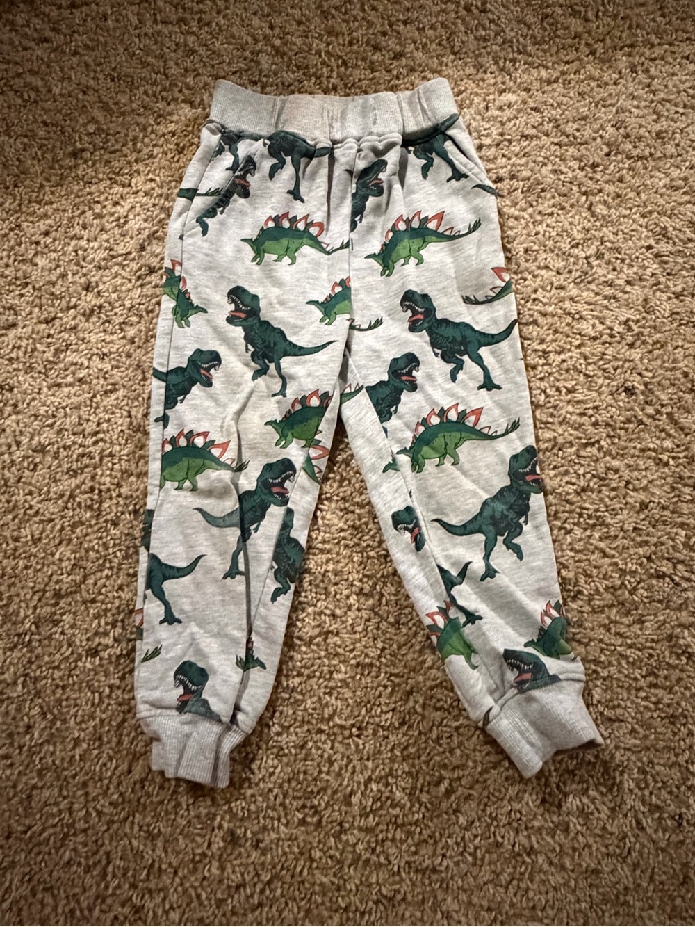 Kids Grey Dino Print Jogger Pants